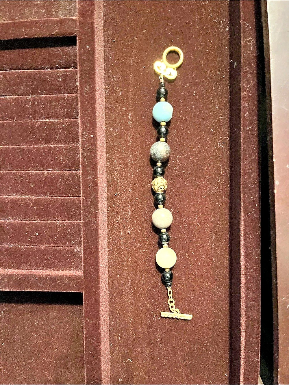 Barse Beaded bracelet in Black & Auqa Like New